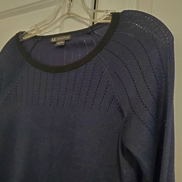 ARMANI EXCHANGE LIGHT WEIGHT LONG SLEEVE CREW NECK NAVY BLUE SWEATER BLOUSE. SML - Picture 8 of 11